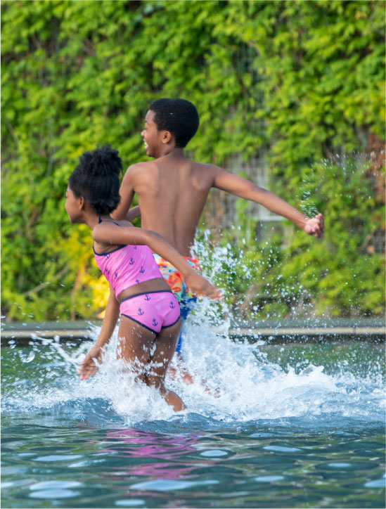 Kids playing in the pool