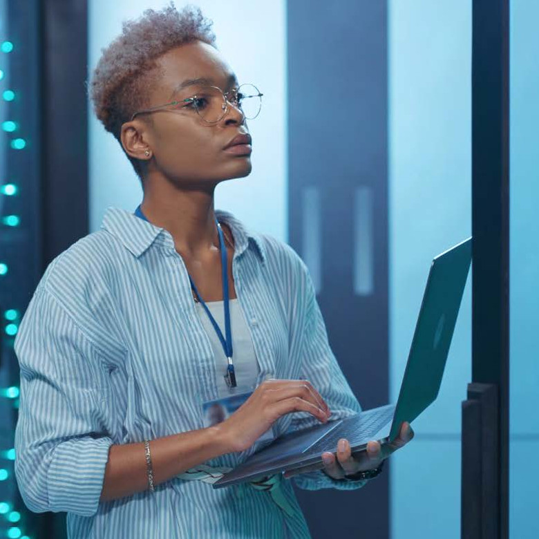 IT worker inside a datacenter